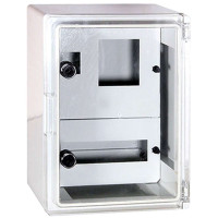 Корпус удароміцний з АБС-пластика e.plbox.250.330.130.1f.2m.tr, 250х330х130мм, IP65 з прозорими дверцятами, панеллю під 1 - фазний лічильник та 2 модулі
