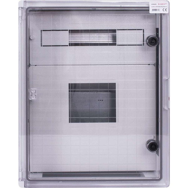 Корпус удароміцний з АБС-пластика e.plbox.400.500.175.3f.6m.tr, 400х500х185мм, IP65 з прозорими дверцятами,  панеллю під 3 - фазний лічильник та 6 модулів