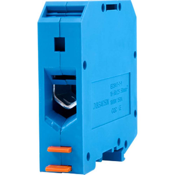 Клемна колодка набірна на DIN-рейку e.tc.din.pro.50.blue, синя, з кришкою