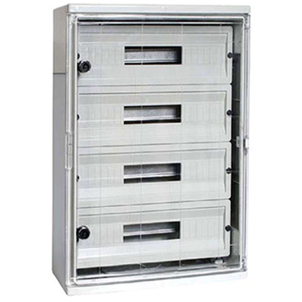 Корпус удароміцний з АБС-пластика e.plbox.400.500.175.54m.tr, 400х500х175мм, IP65 з прозорими дверцятами та панеллю під 54 модулі