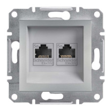 РОЗЕТКА КОМП'ЮТЕРНА RJ45 UTP КАТ. 5Е ПОДВІЙНА ASFORA АЛЮМІНІЙ, EPH4400161