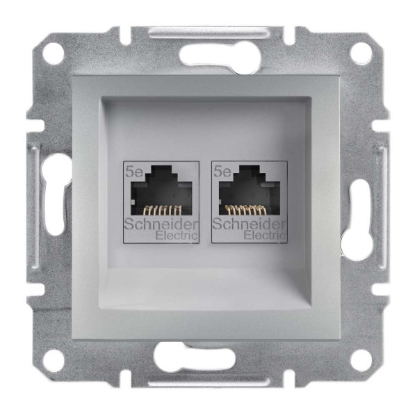 РОЗЕТКА КОМП'ЮТЕРНА RJ45 UTP КАТ. 5Е ПОДВІЙНА ASFORA АЛЮМІНІЙ, EPH4400161