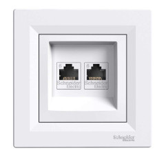 РОЗЕТКА КОМП'ЮТЕРНА RJ45 UTP КАТ.6 ПОДВІЙНА БІЛА ASFORA, EPH4800121