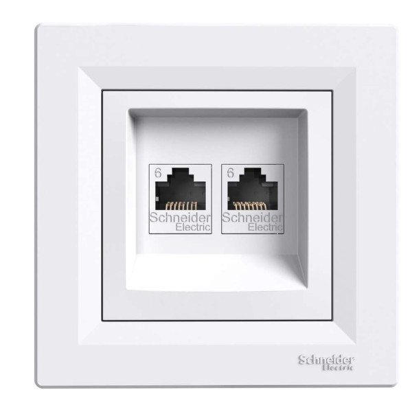 РОЗЕТКА КОМП'ЮТЕРНА RJ45 UTP КАТ.6 ПОДВІЙНА БІЛА ASFORA, EPH4800121