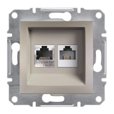 РОЗЕТКА КОМП'ЮТЕРНА RJ45 КАТ. 5Е І ТЕЛЕФОННА РОЗЕТКА RJ12 ASFORA БРОНЗА, EPH4900169