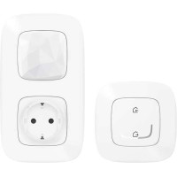 752596. Valena Allure with NETATMO. Стартовый набор. Шлюз WiFi + Умная розетка2К+С 16А 250В + Главный беспроводной выключатель "Дома/Вне Дома". Цвет Белый