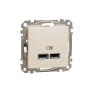 USB розетка тип A+A 2,1A Бежевий Sedna Design Schneider Electric SDD112401