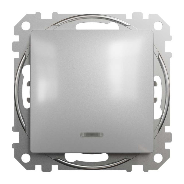 Одноклавішний перемикач з підсвіткою Алюміній Sedna Design Schneider Electric SDD113106L