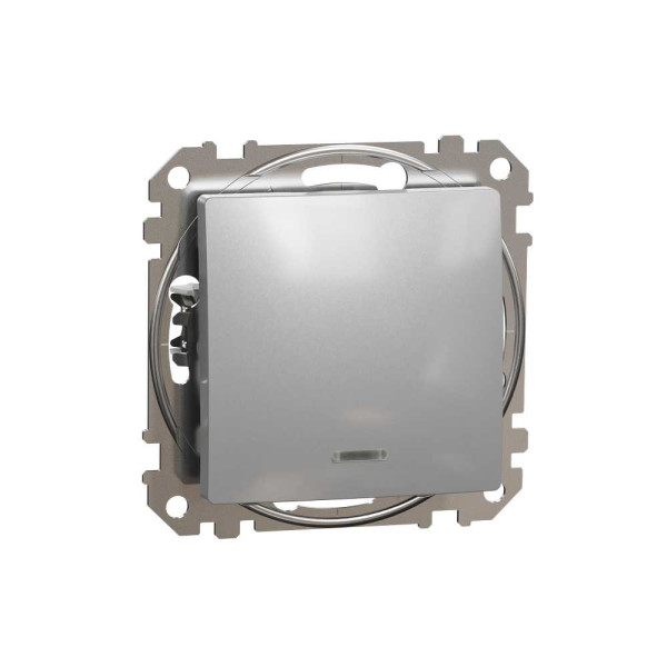 Одноклавішний перемикач з підсвіткою Алюміній Sedna Design Schneider Electric SDD113106L