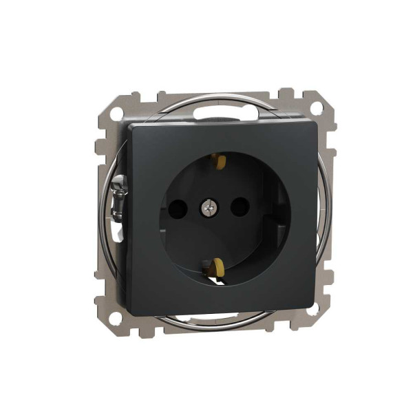 Розетка з заземленням та зі шторками Чорний Sedna Design Schneider Electric SDD114022