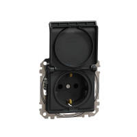 Розетка з заземленням, зі шторками та кришкою Чорний Sedna Design Schneider Electric SDD114024
