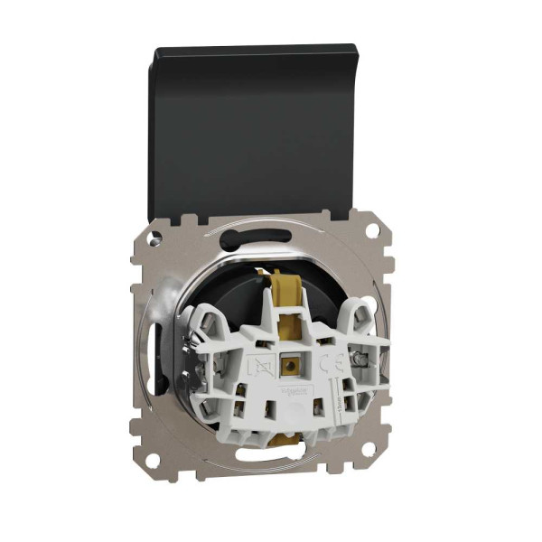 Розетка з заземленням, зі шторками та кришкою Чорний Sedna Design Schneider Electric SDD114024