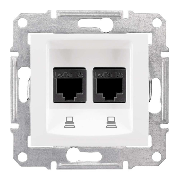 ПОДВІЙНА КОМП'ЮТЕРНА РОЗЕТКА RJ45 UTP КАТЕГОРІЯ 5e SEDNA БІЛИЙ, SDN4400121