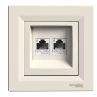РОЗЕТКА КОМПЬЮТЕРНАЯ RJ45 UTP КАТ.6 ДВОЙНАЯ КРЕМ ASFORA, EPH4800123