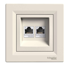 РОЗЕТКА КОМП'ЮТЕРНА RJ45 UTP КАТ.6 ПОДВІЙНА КРЕМ ASFORA, EPH4800123