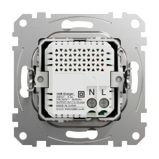 USB розетка тип A+A 2,1A Алюміній Sedna Design Schneider Electric SDD113401