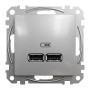USB розетка тип A+A 2,1A Алюміній Sedna Design Schneider Electric SDD113401