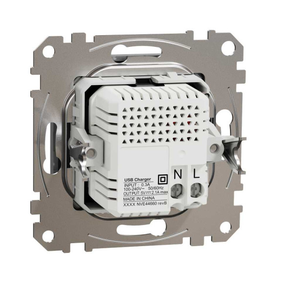 USB розетка тип A+A 2,1A Алюміній Sedna Design Schneider Electric SDD113401