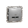 USB розетка тип A+A 2,1A Алюміній Sedna Design Schneider Electric SDD113401