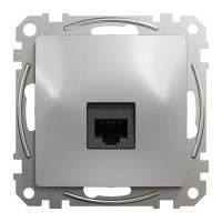 Компютерна розетка, одинарний роз'єм RJ45 CAT6 UTP Алюміній Sedna Design