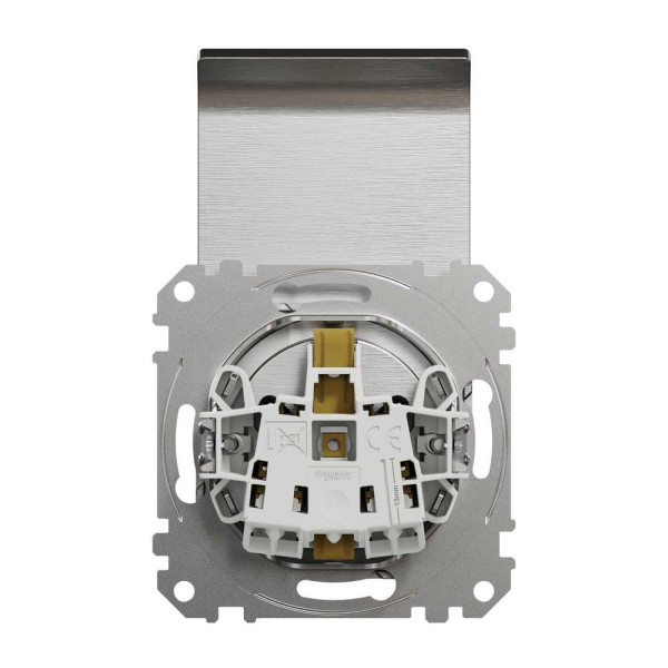 Розетка з заземленням, зі шторками та кришкою Матовий Алюміній Sedna Elements Schneider Electric SDD170024