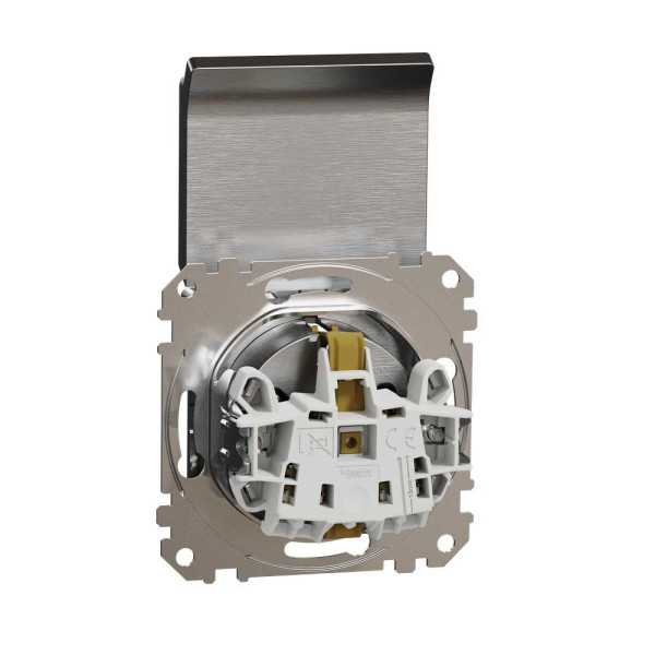 Розетка з заземленням, зі шторками та кришкою Матовий Алюміній Sedna Elements Schneider Electric SDD170024