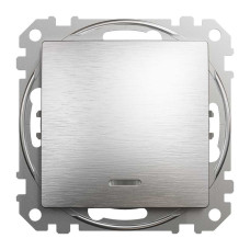 Одноклавішний вимикач з синьою LED підсвіткою, Sedna Design & Element, матовий алюміній, SDD170101L, Schneider Electric