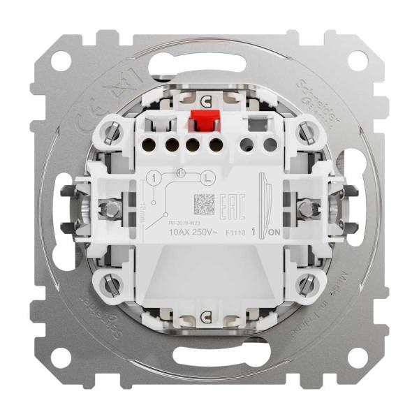 Одноклавішний вимикач з  синьою LED підсвіткою, Sedna Design & Element, Матовий Алюміній, SDD170101L, Schneider Electric