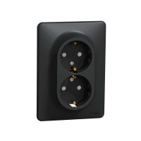 Подвійна розетка 2P+E з заземляючим контактом, Чорний Sedna Design Schneider Electric SDD314221