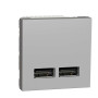 Розетка USB подвійна 2.1А 2 модулі алюміній, NU341830