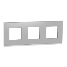 Рамка 3-постова, горизонтальна, алюміній матовий/білий, NU600680