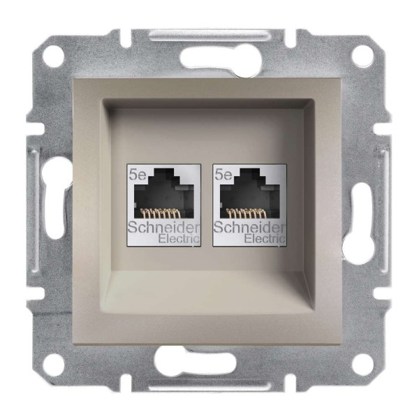 РОЗЕТКА КОМП'ЮТЕРНА RJ45 UTP КАТ. 5Е ПОДВІЙНА ASFORA БРОНЗА, EPH4400169
