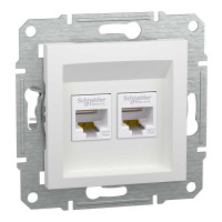 Розетка RJ45 подвійна, тип UTP, категорія 5E, білий, Asfora, без рамки, EPH4470121