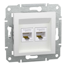 Розетка RJ45 подвійна, тип UTP, категорія 5E, білий, Asfora, без рамки, EPH4470121