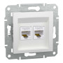 Розетка RJ45 подвійна, тип UTP, категорія 5E, білий, Asfora, без рамки, EPH4470121