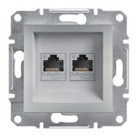 РОЗЕТКА КОМПЬЮТЕРНАЯ RJ45 UTP КАТ.6 ДВОЙНАЯ ASFORA АЛЮМИНИЙ, EPH4800161