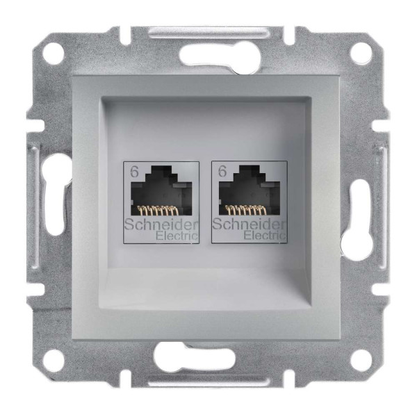 РОЗЕТКА КОМП'ЮТЕРНА RJ45 UTP КАТ.6 ПОДВІЙНА ASFORA АЛЮМІНІЙ, EPH4800161