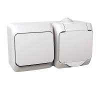 Розетка з заземленням та з вимикачем Cedar plus, ip44, білий