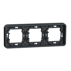 Рамка тримісна горизонтальна IP55, чорна, Mureva Styl Schneider Electric MUR34109