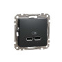 USB розетка тип A+A 2,1A Чорний Sedna Design Schneider Electric SDD114401