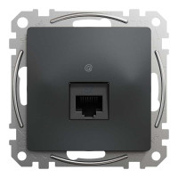 Компютерна розетка, одинарний роз'єм RJ45 CAT6 UTP Чорний Sedna Design