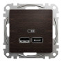 Подвійна USB-розетка
типу А+С,Sedna Design & Elements, Венге - імітація дерева, SDD181402 Schneider Electric