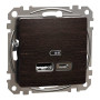 Подвійна USB-розетка
типу А+С,Sedna Design & Elements, Венге - імітація дерева, SDD181402 Schneider Electric