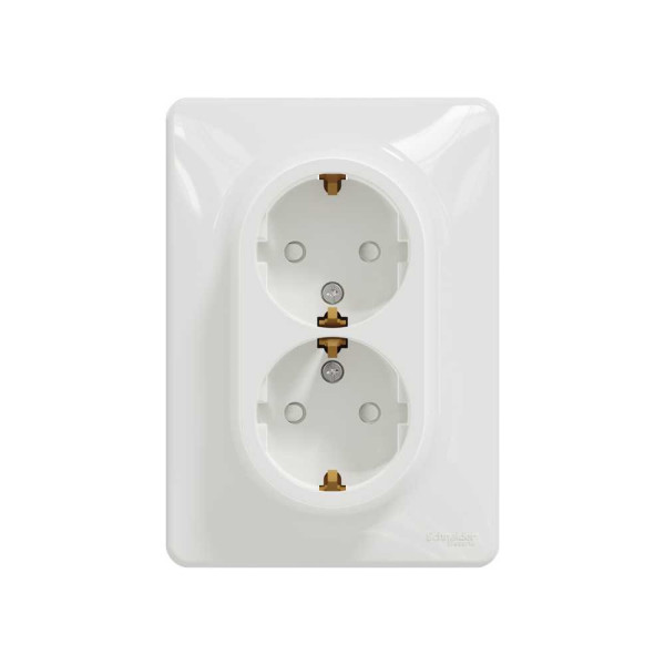 Подвійна розетка 2P+E з заземляючим контактом  Білий Sedna Design Schneider Electric SDD311221