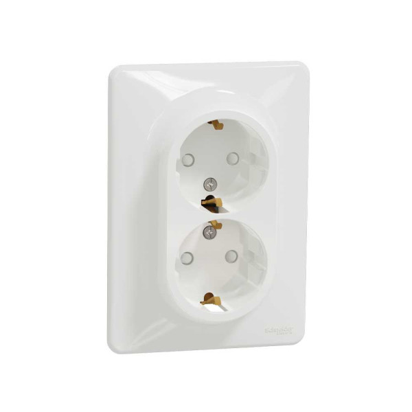 Подвійна розетка 2P+E з заземляючим контактом  Білий Sedna Design Schneider Electric SDD311221