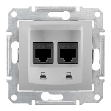ПОДВІЙНА КОМП'ЮТЕРНА РОЗЕТКА RJ45 UTP КАТЕГОРІЯ 5e SEDNA АЛЮМІНІЙ, SDN4400160