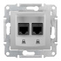 ПОДВІЙНА КОМП'ЮТЕРНА РОЗЕТКА RJ45 UTP КАТЕГОРІЯ 5e SEDNA АЛЮМІНІЙ, SDN4400160