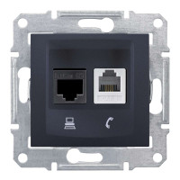 ТЕЛЕФОН+КОМП'ЮТЕРНА РОЗЕТКА (RJ45-КАТ. 6 UTP) SEDNA ГРАФІТ, SDN5200170