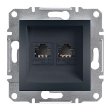 РОЗЕТКА КОМП'ЮТЕРНА RJ45 UTP КАТ. 5Е ПОДВІЙНА ASFORA АНТРАЦИТ, EPH4400171
