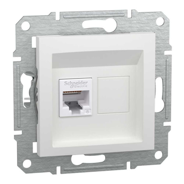 Розетка RJ45, тип UTP, категорія 6, білий, Asfora, без рамки, EPH4770121